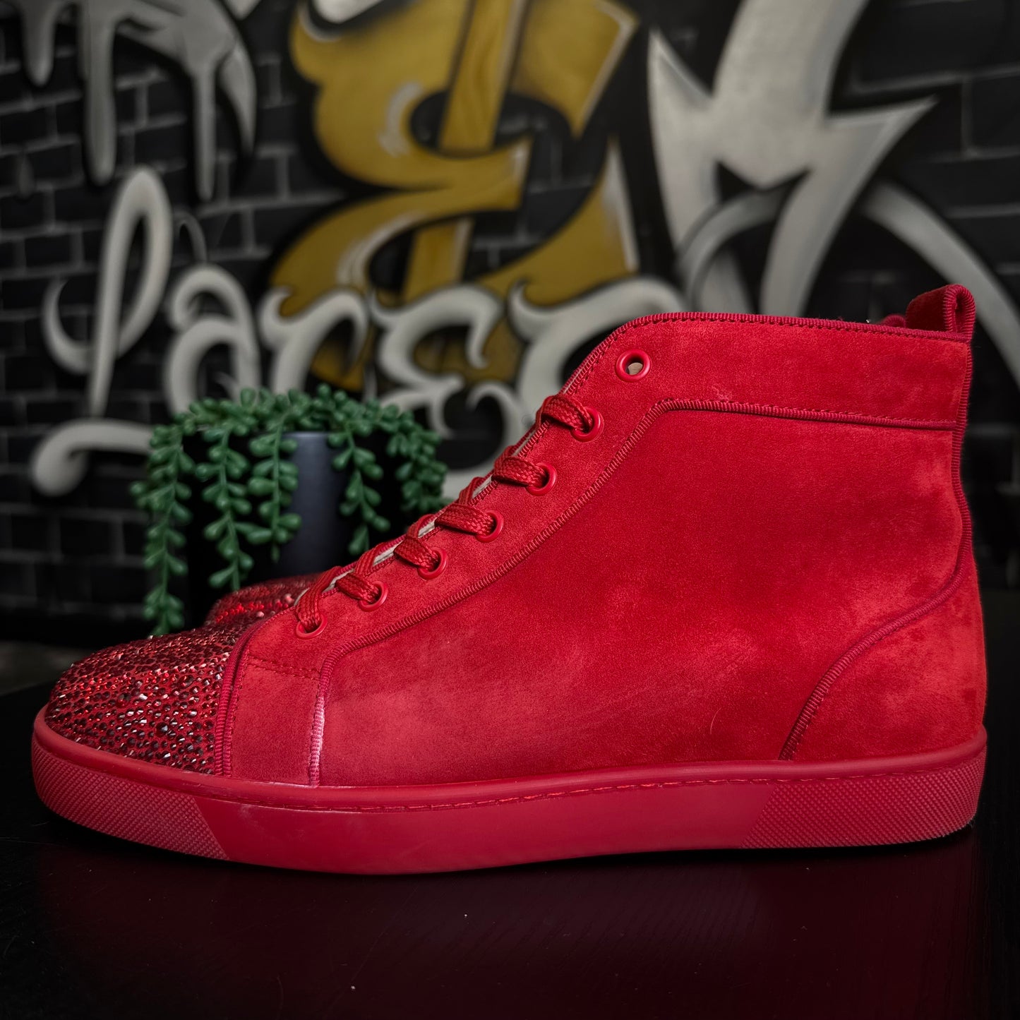 Louboutin Louis Orlato Flat Crystal Red