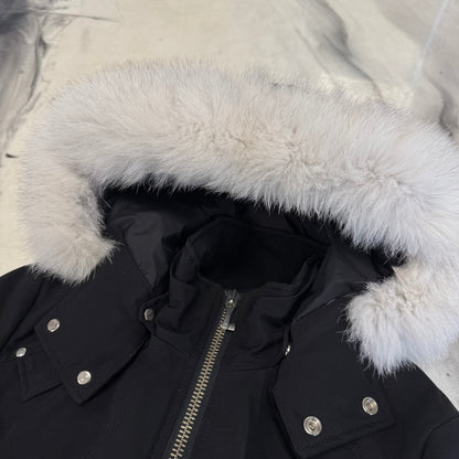 Moose Knuckles Ballistic Bomber Black Badge White Fur
