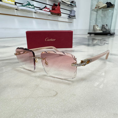 Cartier C Decor Pink Diamond Hardware Diamond Cut Glasses