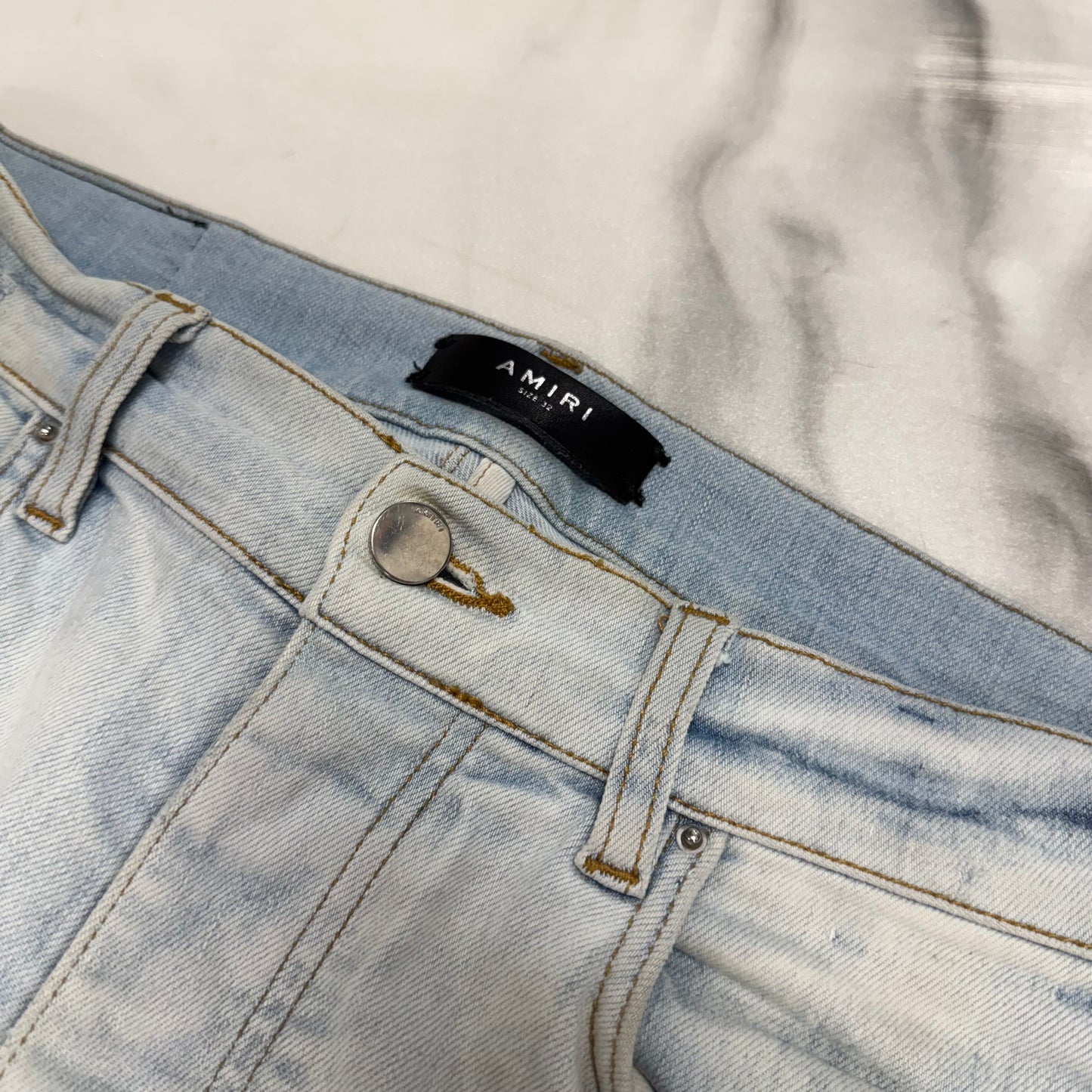 Amiri MX2 Bandana Patch Skinny Jeans Blue