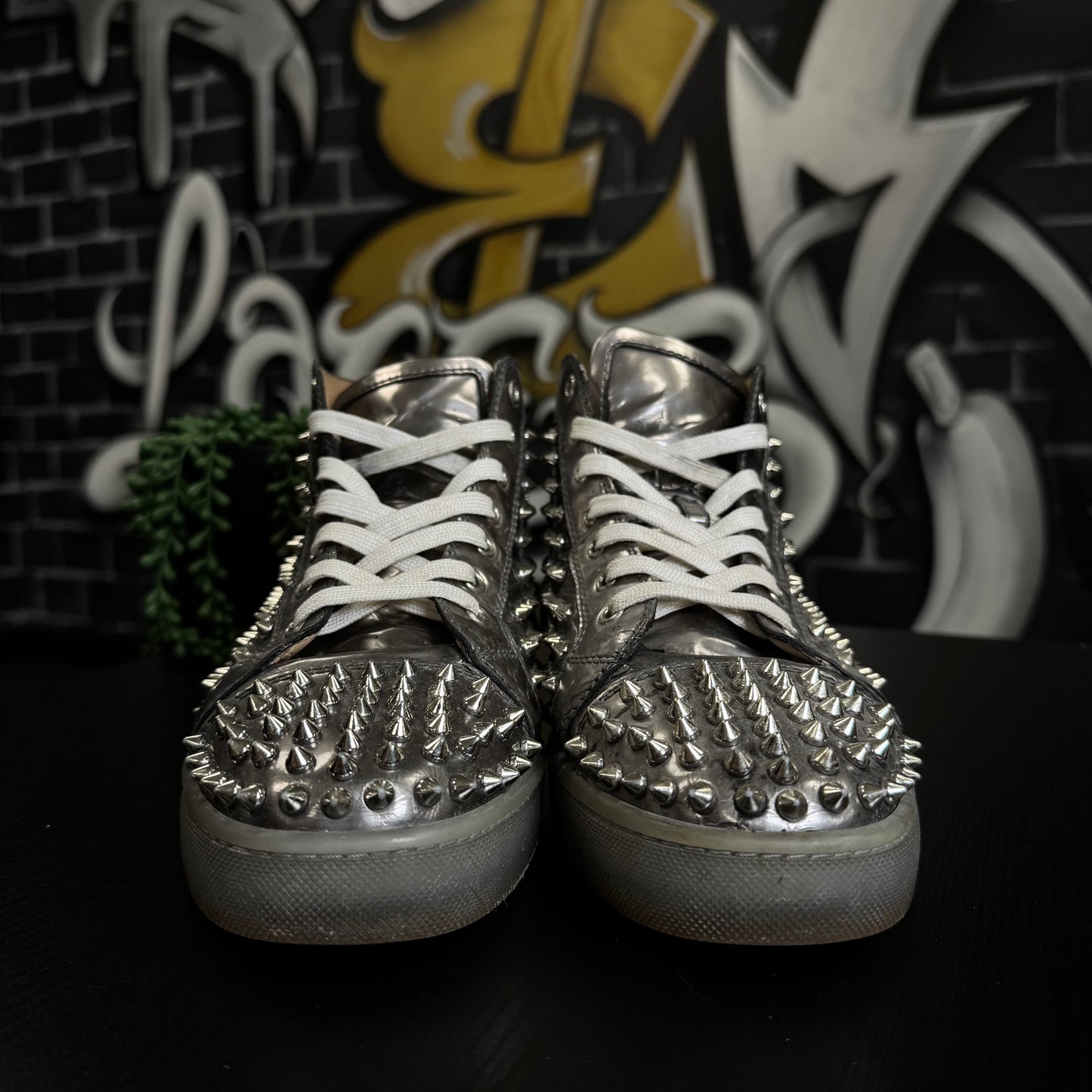 Louboutin Louis Orlato Flat Spikes Metallic