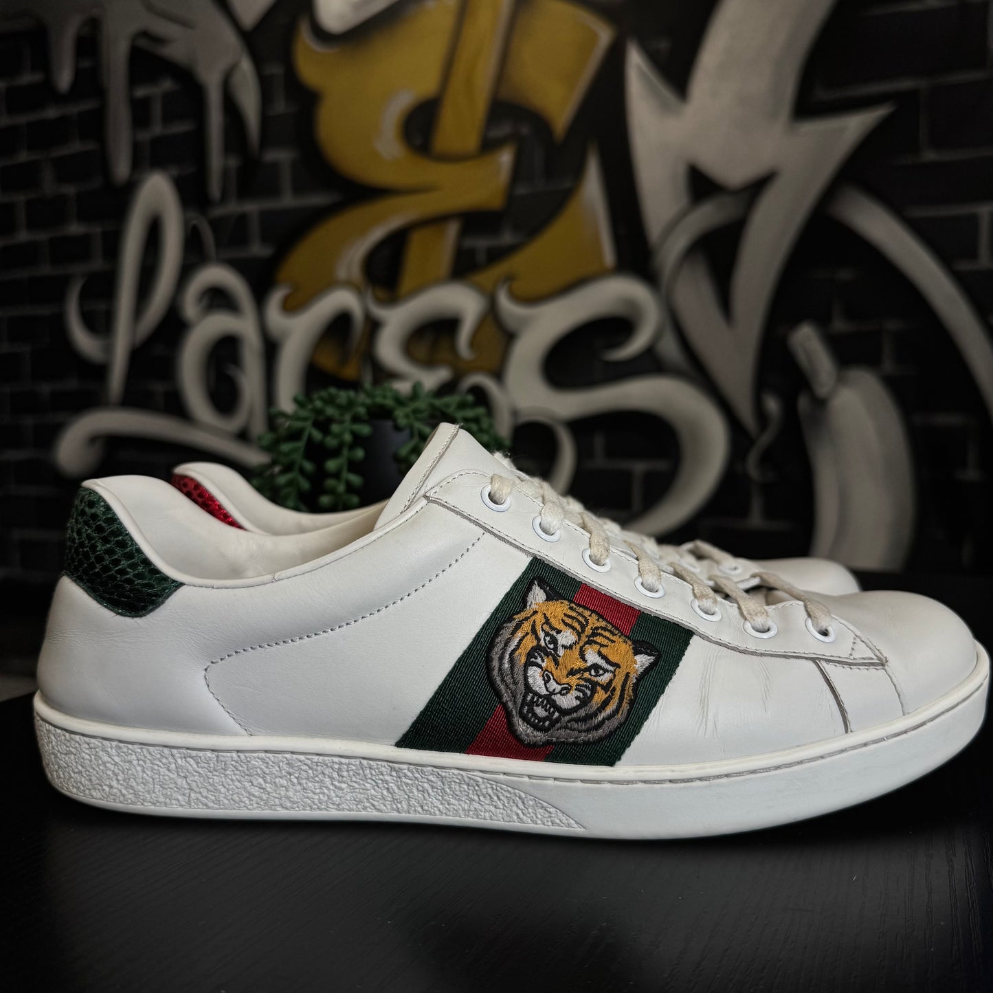 Gucci Ace Tiger White Mismatched Heel