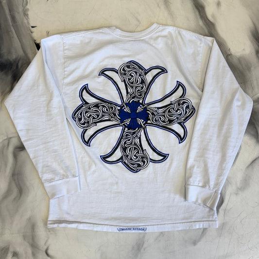 Chrome Hearts Big Cross Back Logo White/Blue