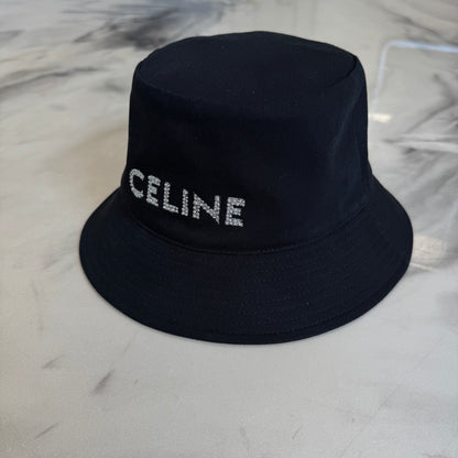 Celine Rhinestones Bucket Hat Black