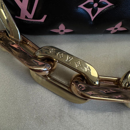 Louis Vuitton Lambskin Embossed Monogram LV Ski Coussin Black/Pink