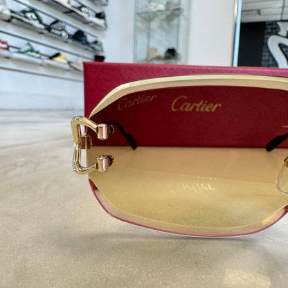 Cartier Small Cs Round Faceted Lenses Gold