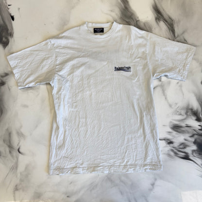 Balenciaga Campaign Embroidered Tee White