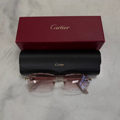 Cartier C Decor Pink Diamond Hardware Diamond Cut Glasses