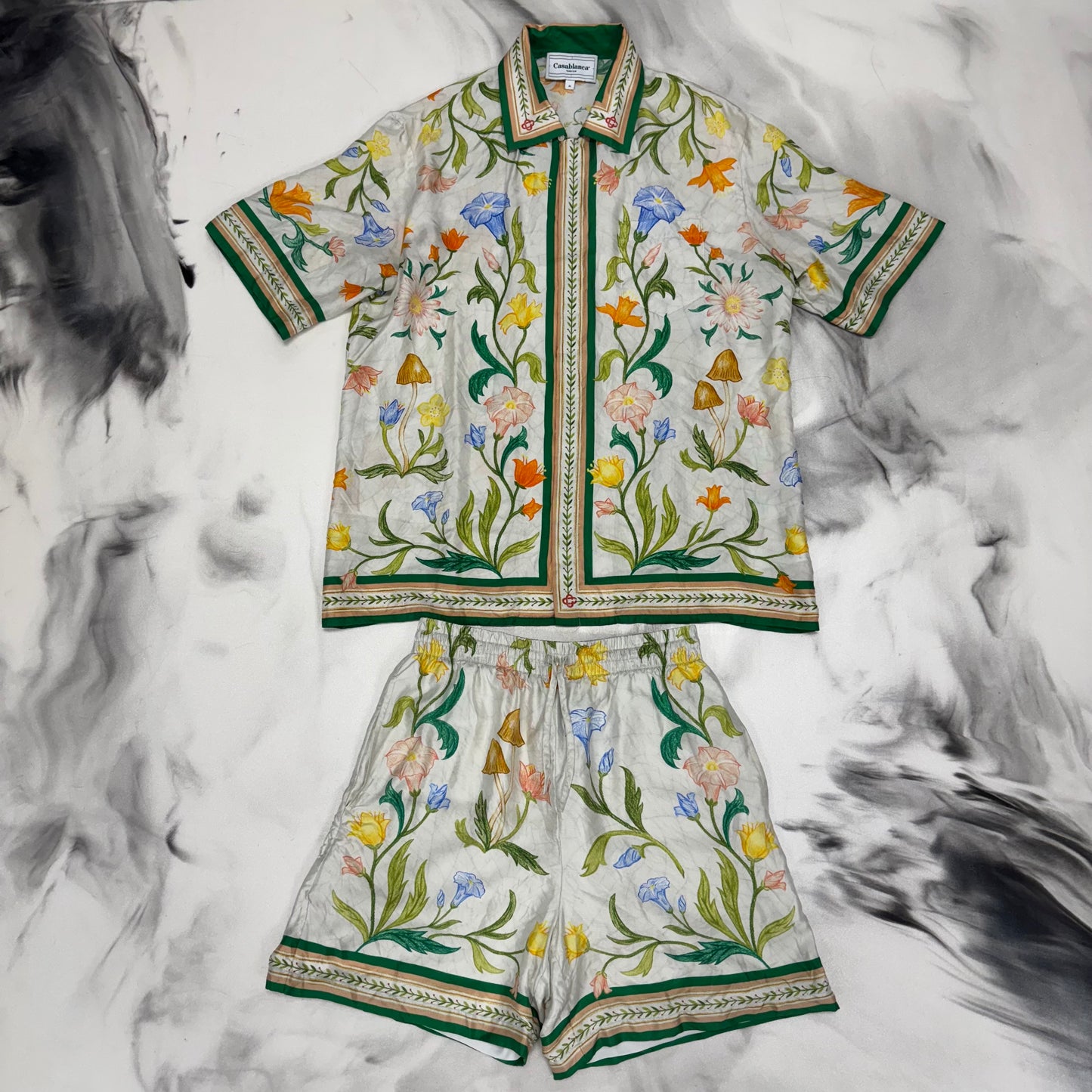 Casablanca L'Arche Fleurie Silk Shirt & Shorts