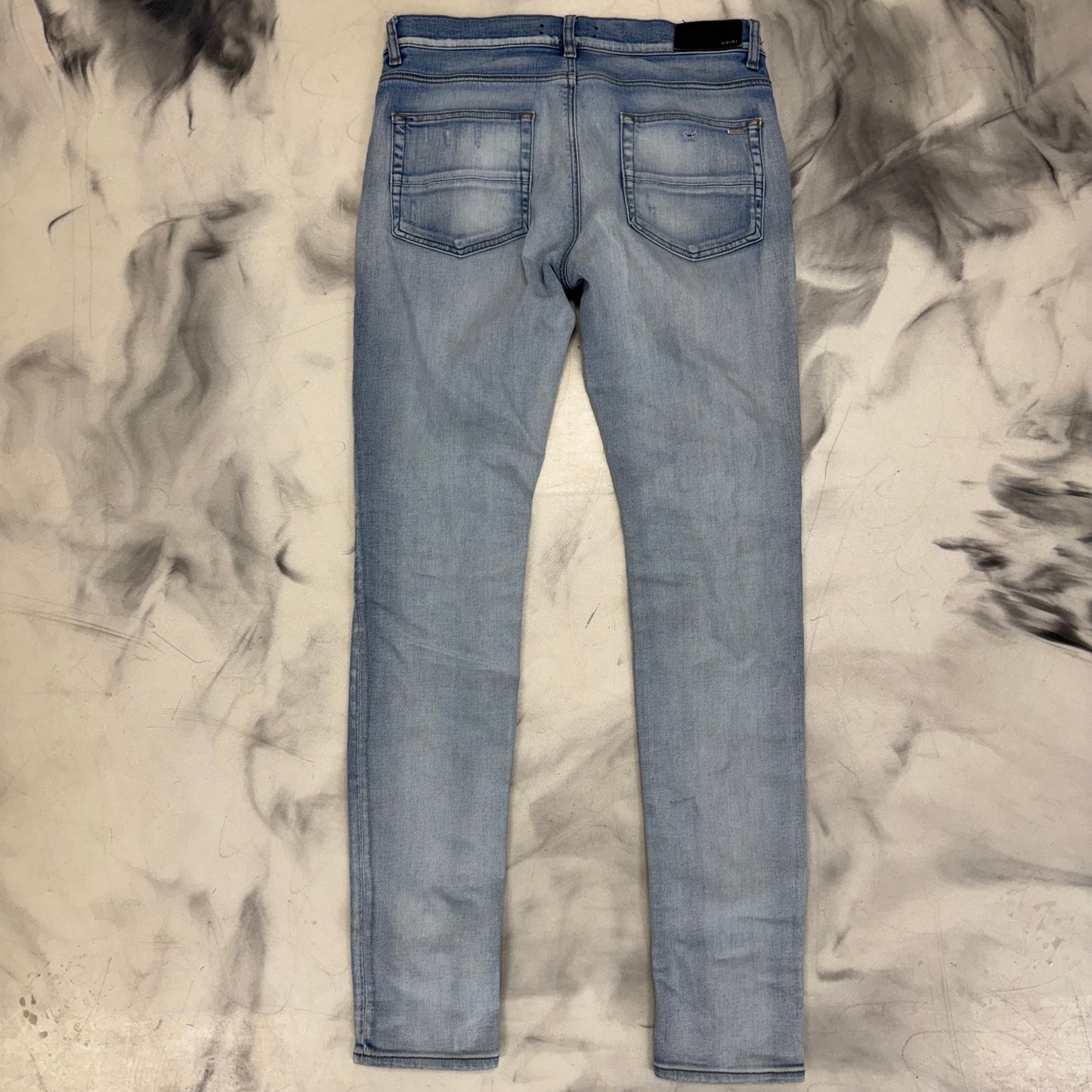 Amiri Jeans Teal Bandana Patches Light Blue