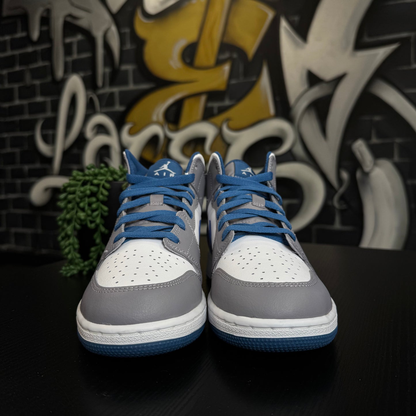 Jordan 1 Mid Cement True Blue