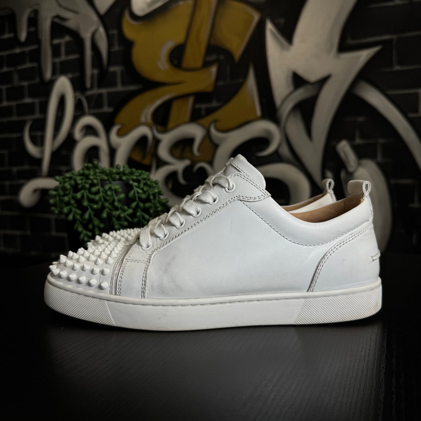 Louboutin Louis Orlato Flat Spikes White