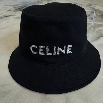 Celine Rhinestones Bucket Hat Black