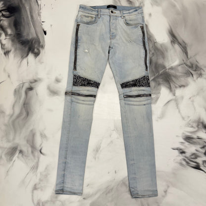 Amiri MX2 Bandana Patch Skinny Jeans Blue