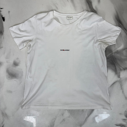 Saint Laurent Small Logo Tee White