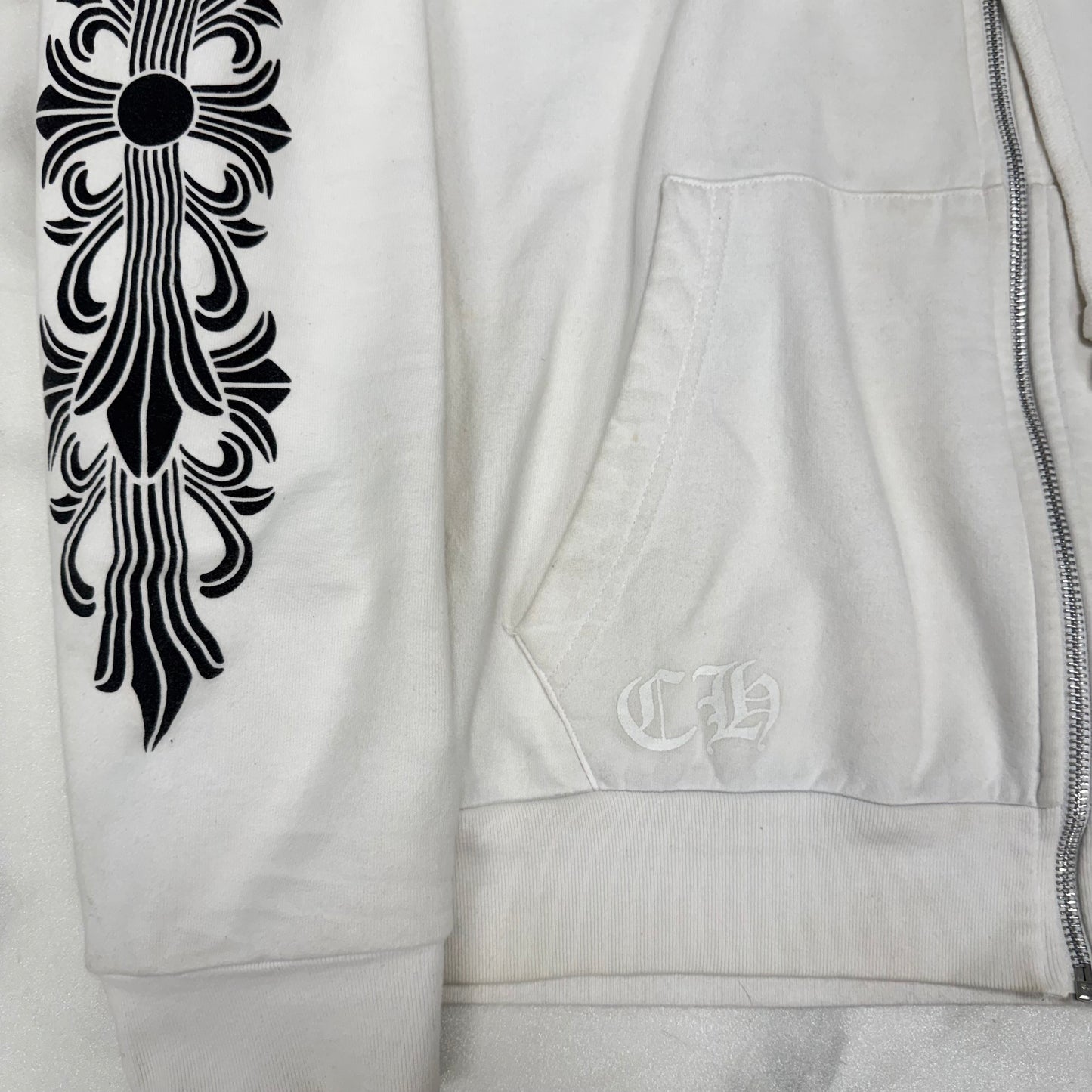 Chrome Hearts Floral Horseshoe Zip Up White
