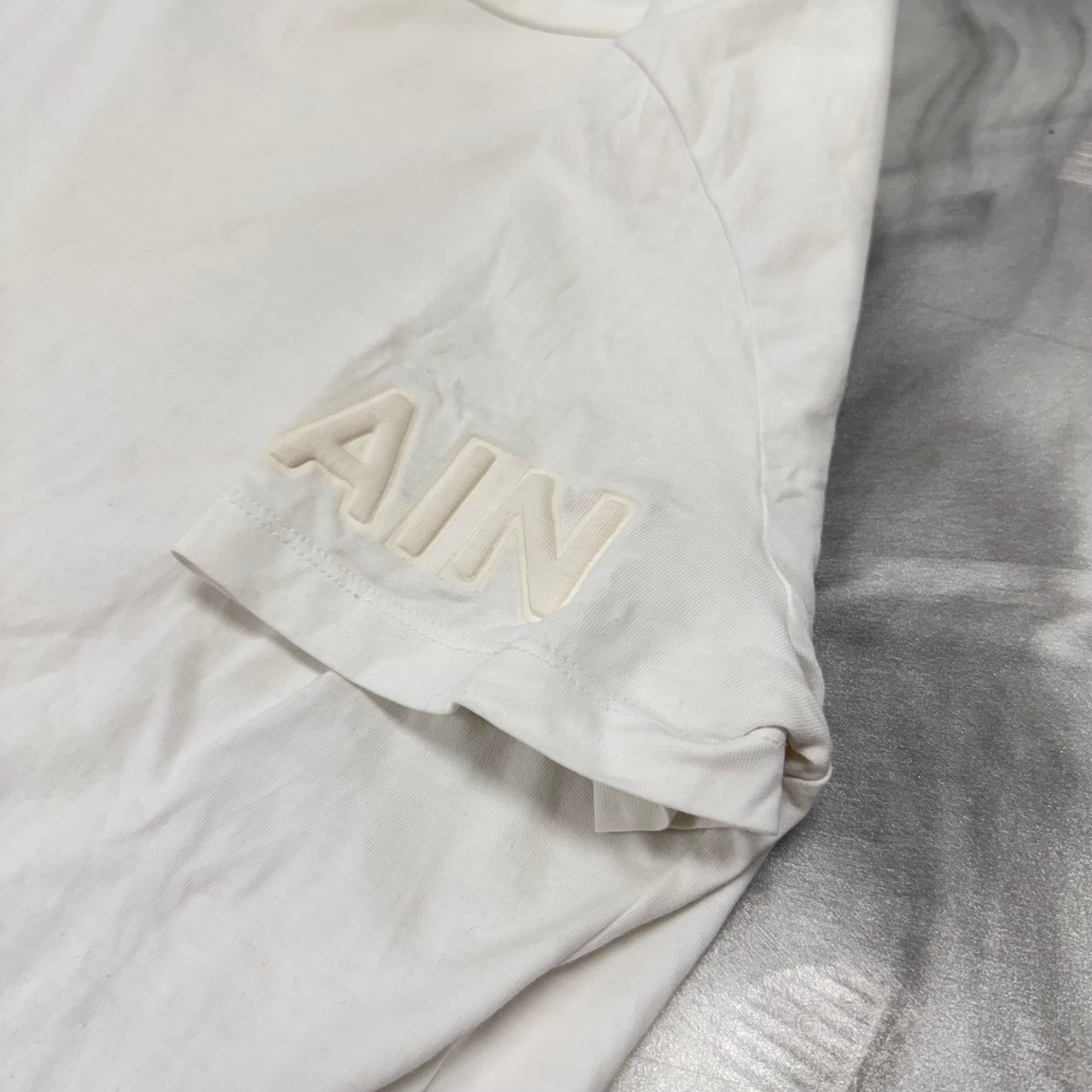 Balmain White Embossed Sleeve Logo Tee