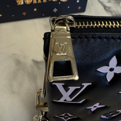 Louis Vuitton Lambskin Embossed Monogram LV Ski Coussin Black/Pink