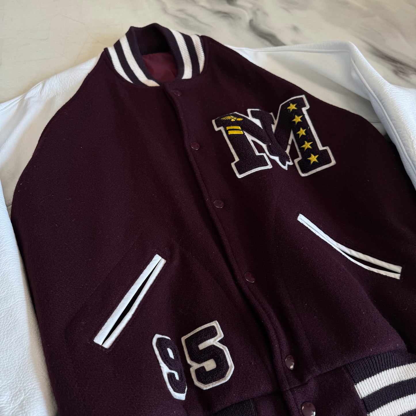 Varsity Jacket Burgundy/White