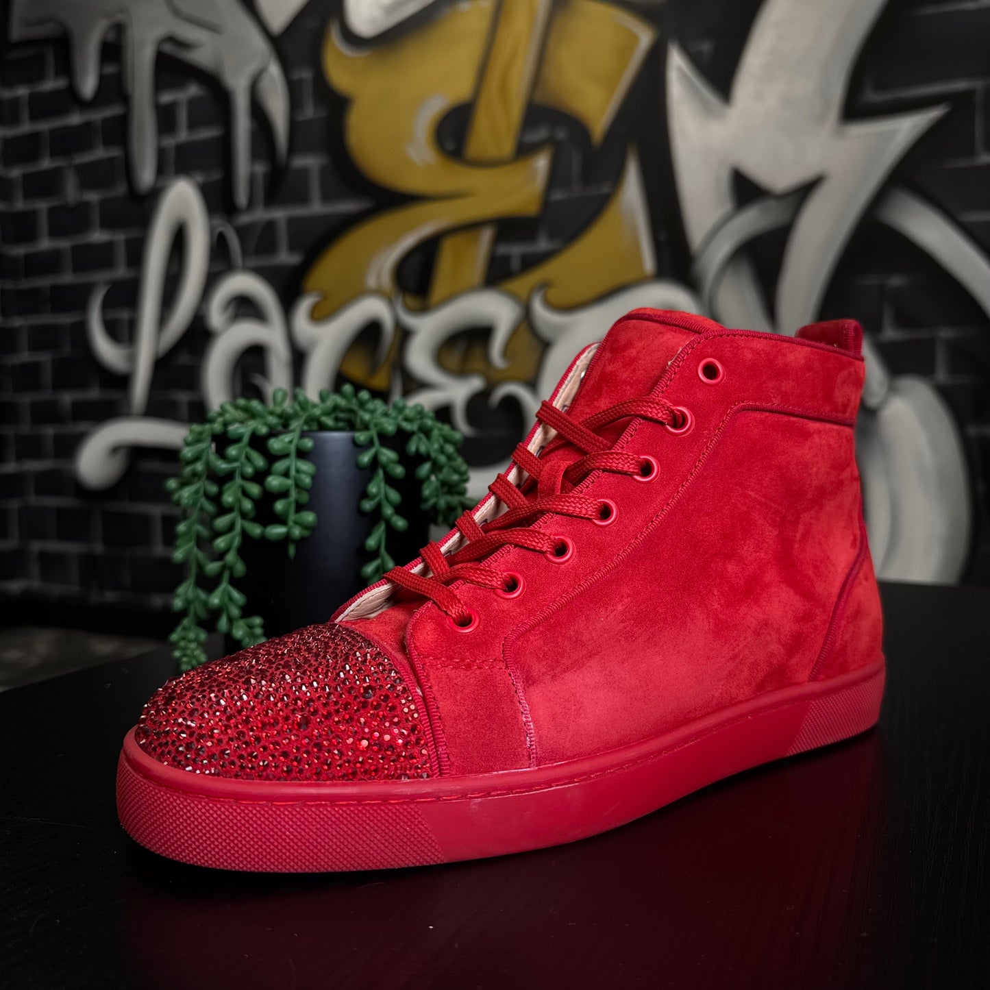 Louboutin Louis Orlato Flat Crystal Red