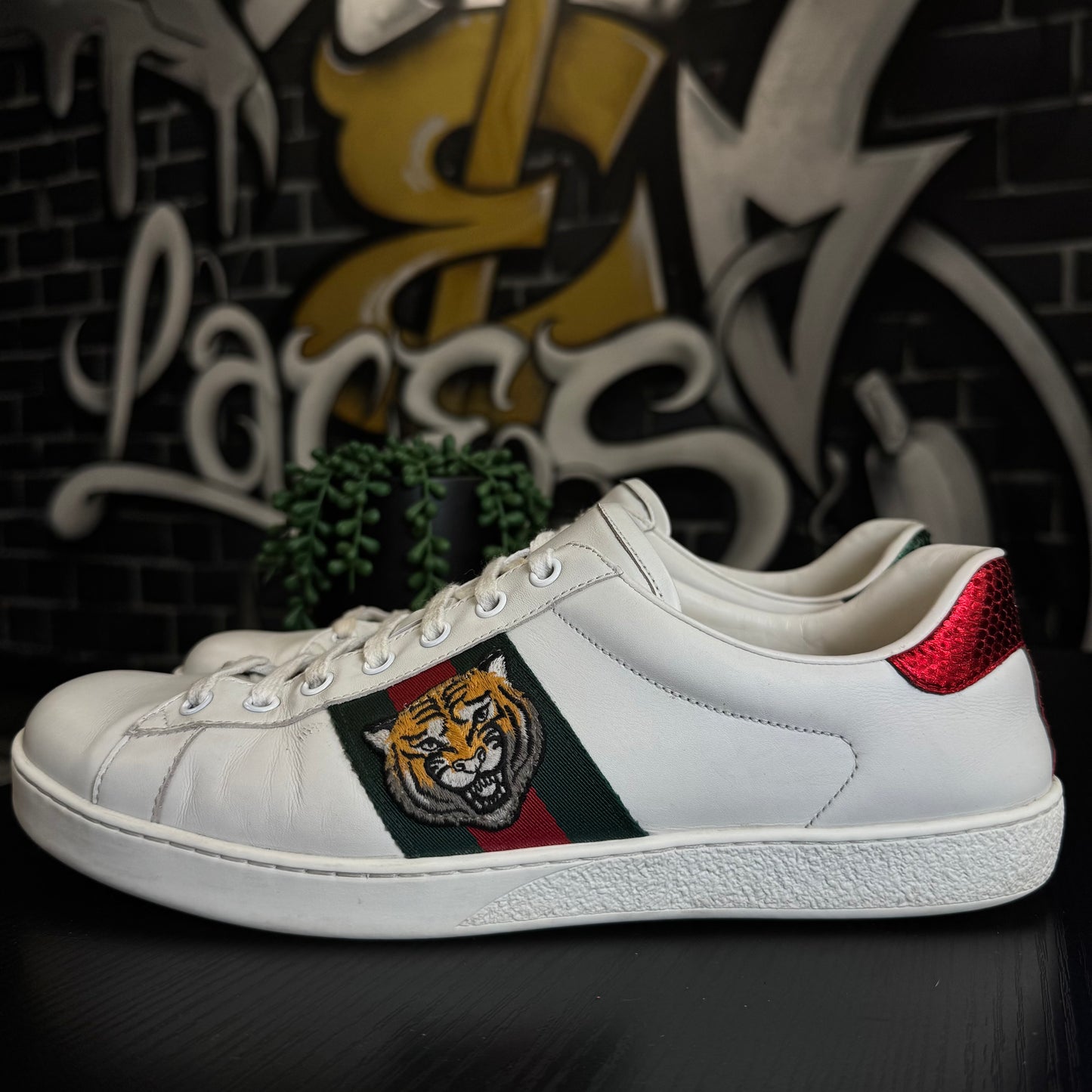 Gucci Ace Tiger White Mismatched Heel