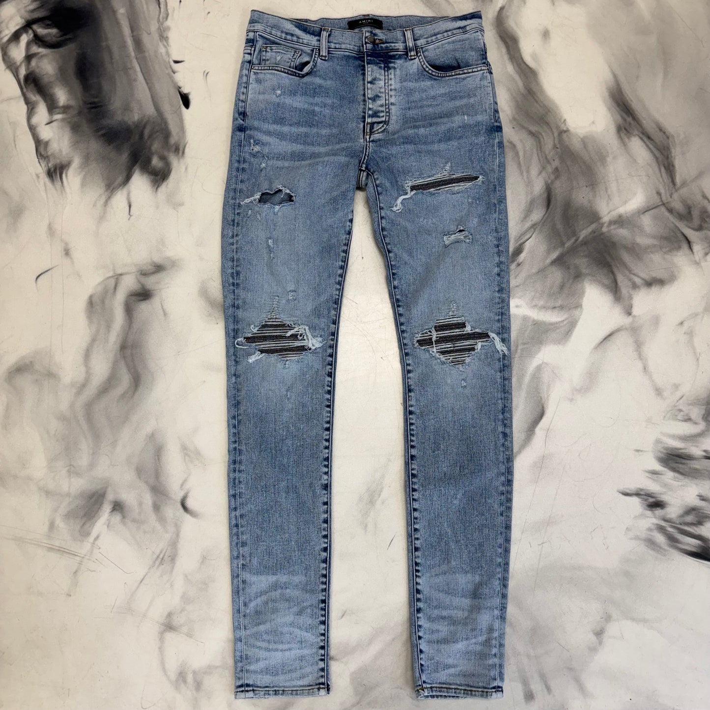 Amiri Jeans Shining Patches Blue