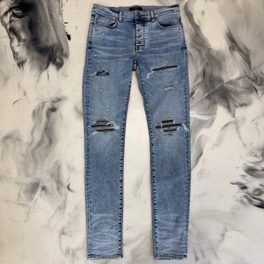 Amiri Jeans Shining Patches Blue