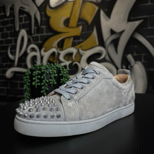 Louboutin Louis Spike Orlato Flat Suede Grey