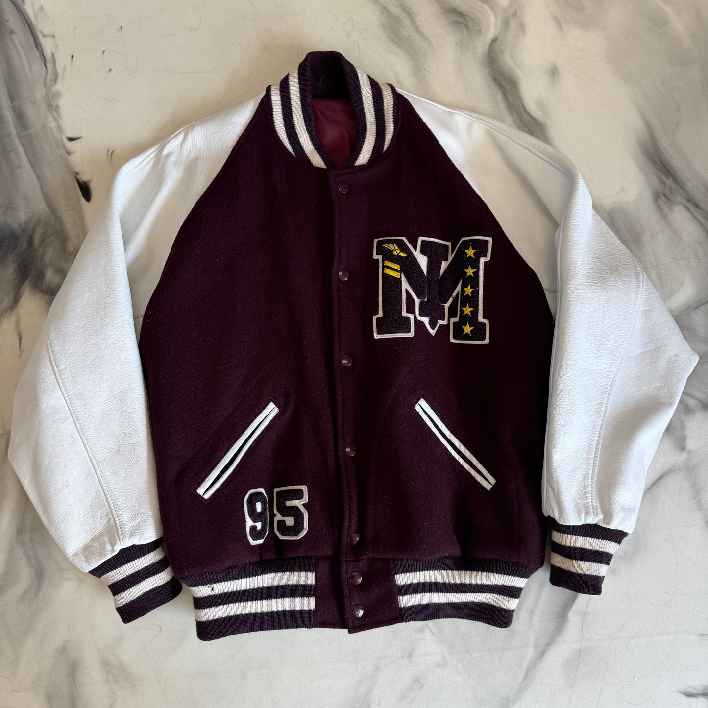 Varsity Jacket Burgundy/White