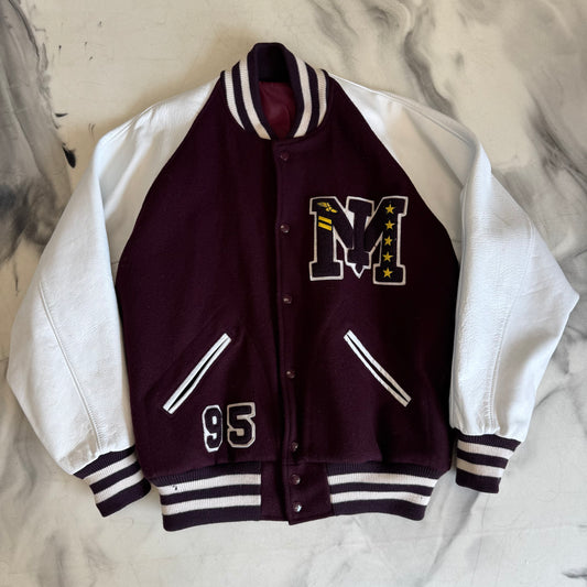 Varsity Jacket Burgundy/White