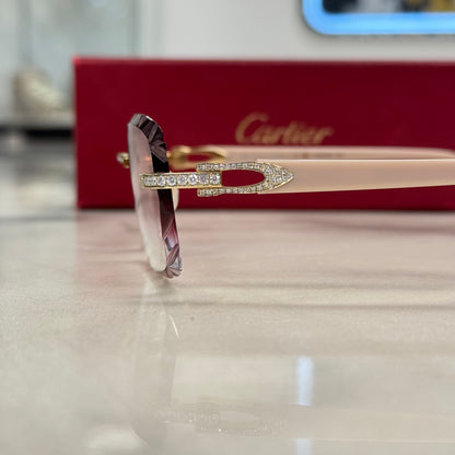 Cartier C Decor Pink Diamond Hardware Diamond Cut Glasses