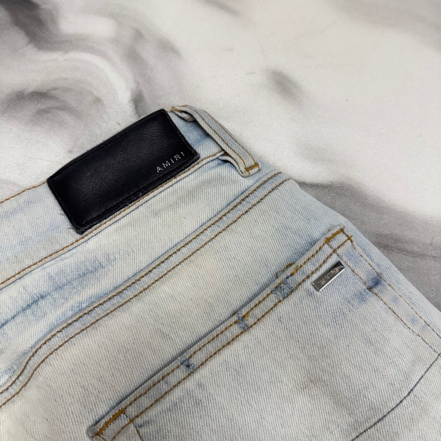 Amiri MX2 Bandana Patch Skinny Jeans Blue