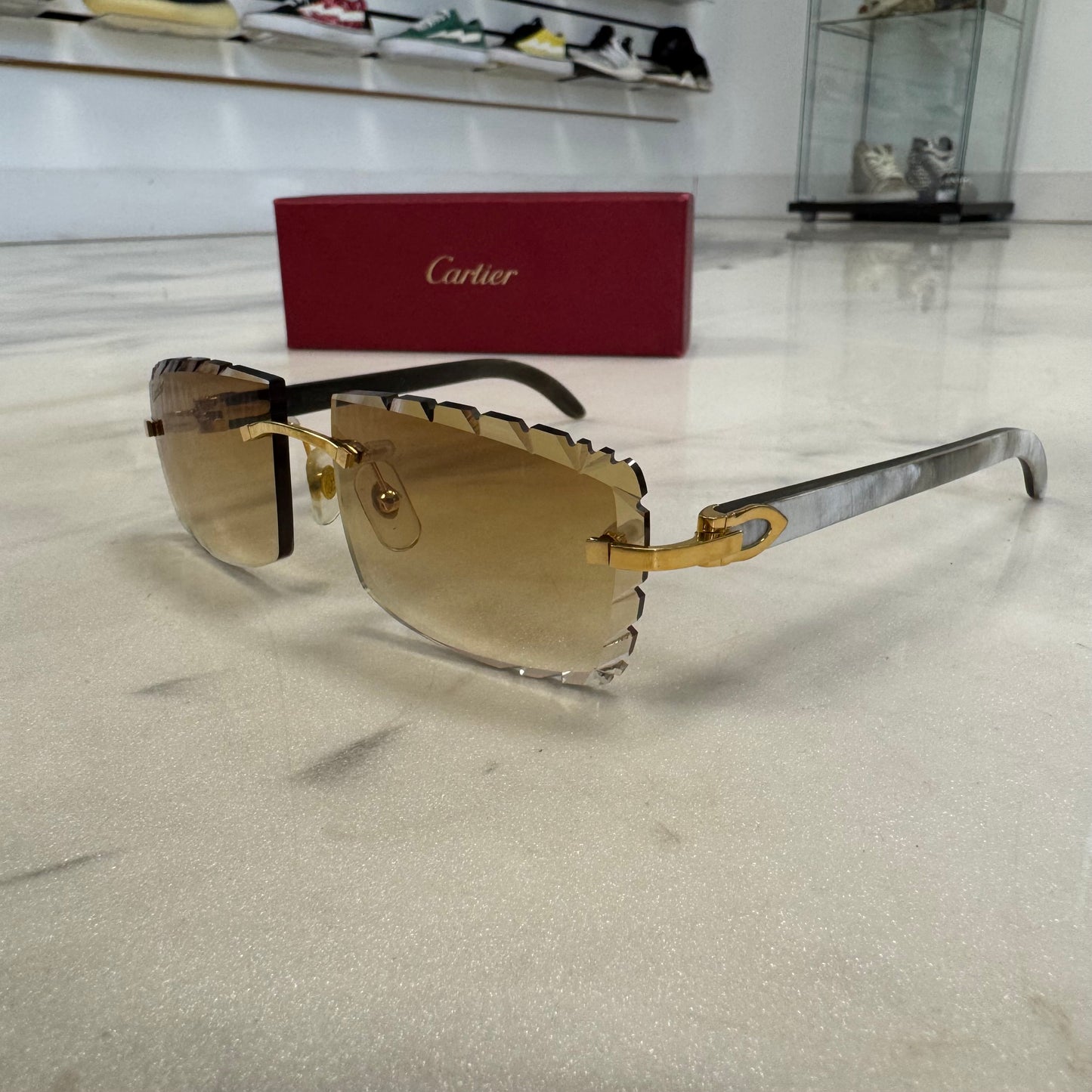 Cartier C Decor White Buffalo Horn Gold Hardware Diamond Cut