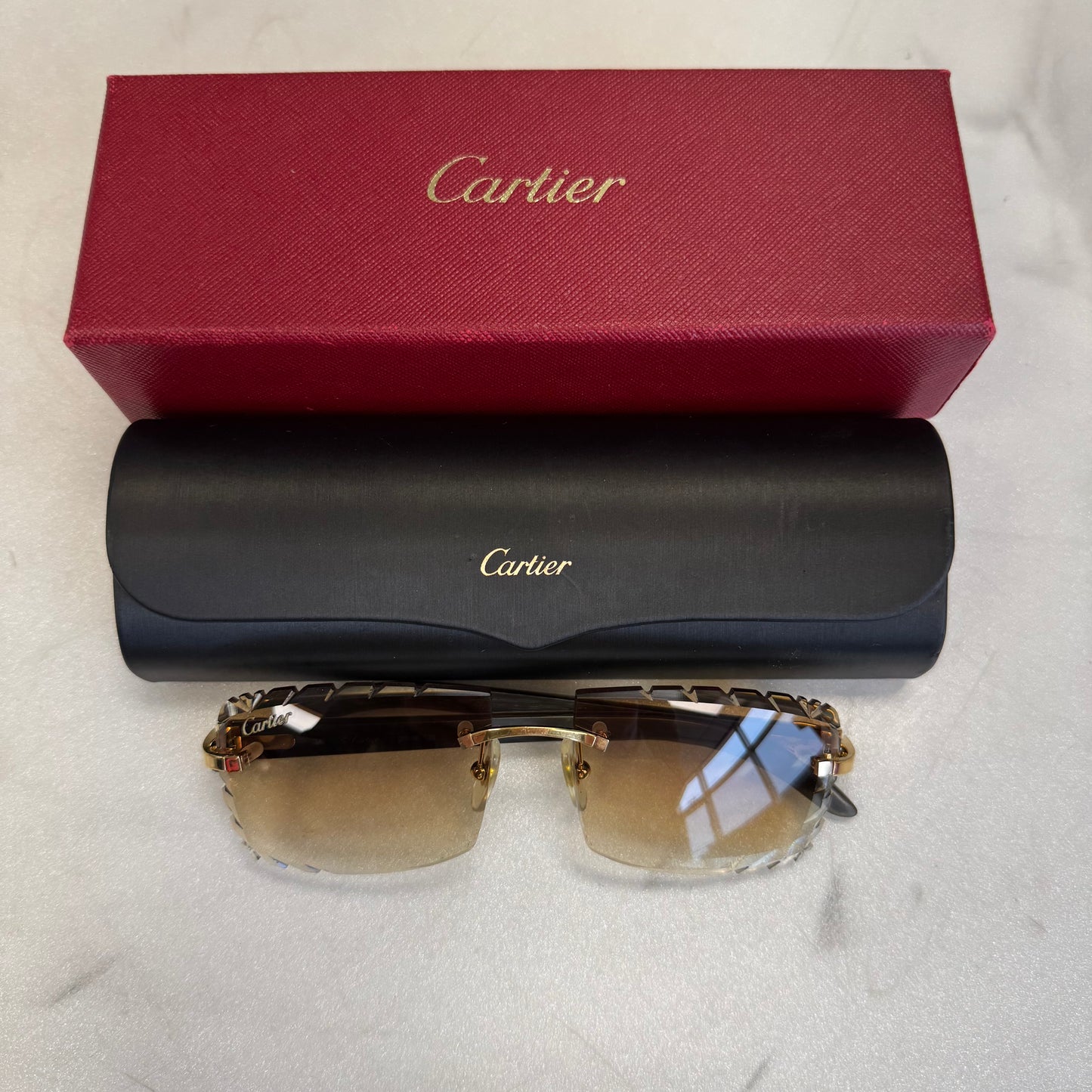 Cartier C Decor White Buffalo Horn Gold Hardware Diamond Cut