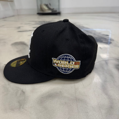 White Socks Fitted Hat Black