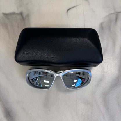 Balenciaga Swift Oval Sunglasses Silver