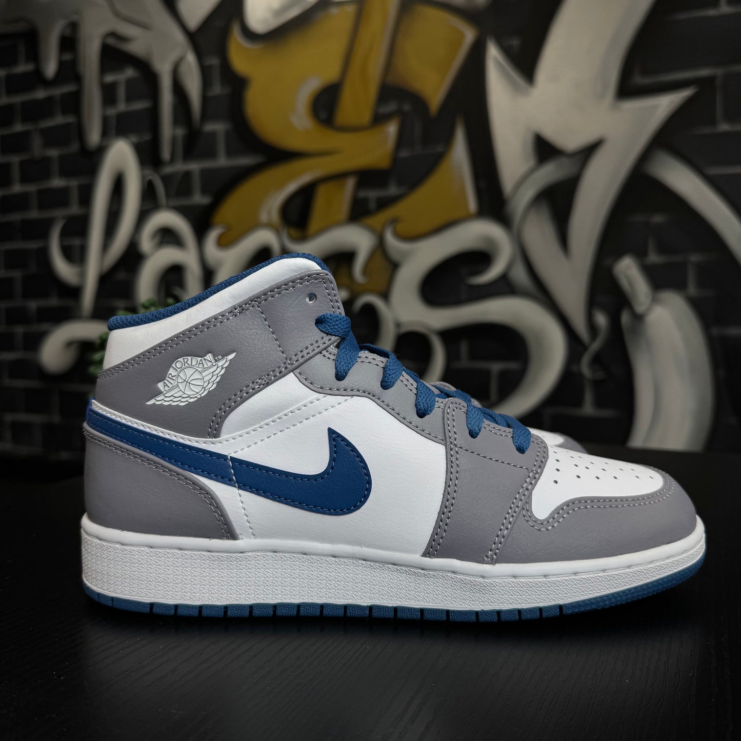 Jordan 1 Mid Cement True Blue