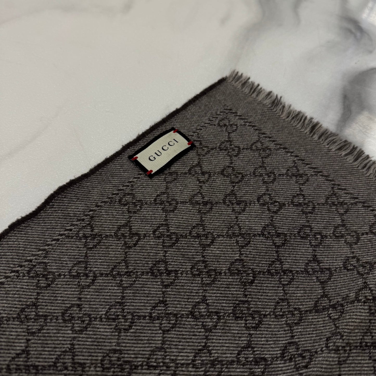 Gucci Grey Monogram Scarf