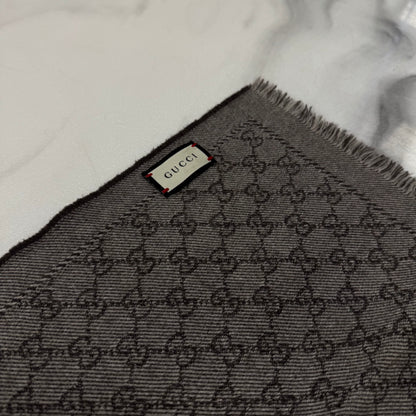 Gucci Grey Monogram Scarf