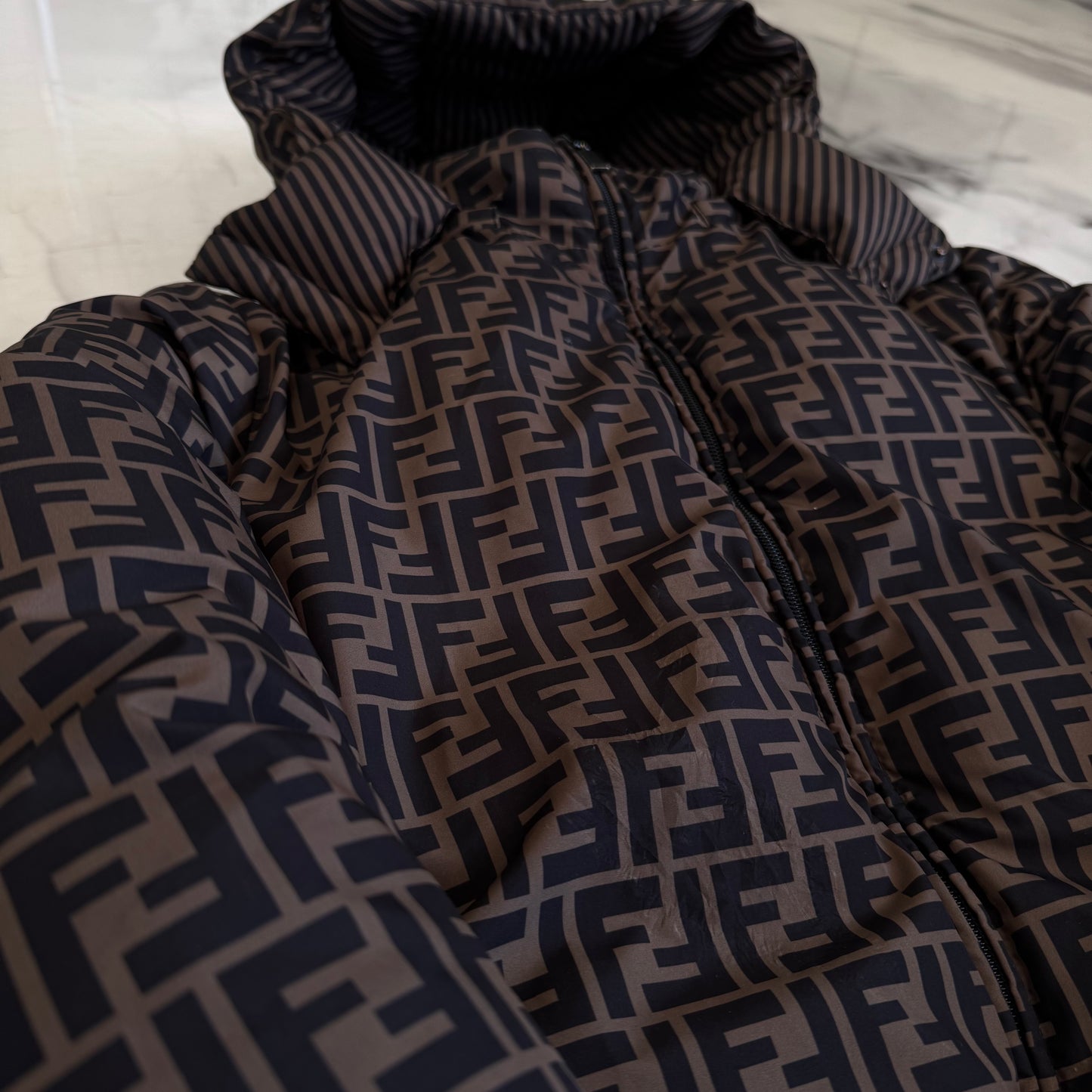 Fendi Reversible Piumino Zucca Striped Jacket