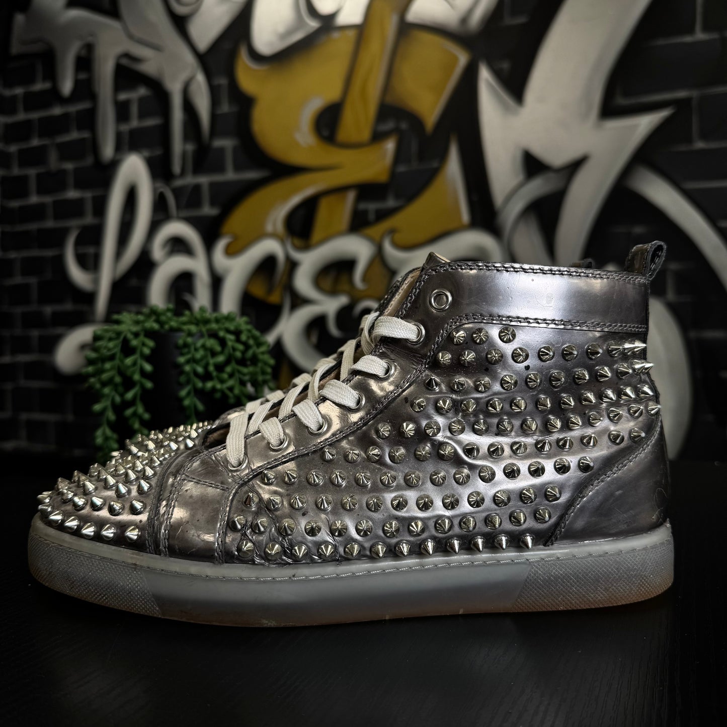 Louboutin Louis Orlato Flat Spikes Metallic