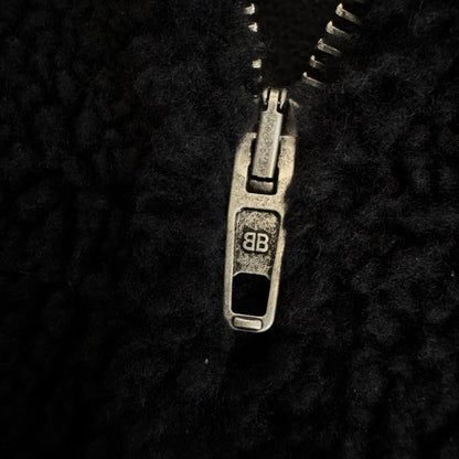 Balenciaga Fleece Zip Up Hoodie Black