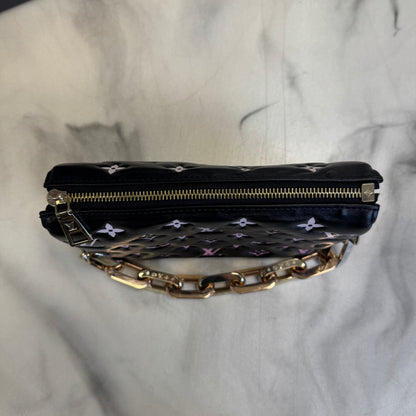 Louis Vuitton Lambskin Embossed Monogram LV Ski Coussin Black/Pink