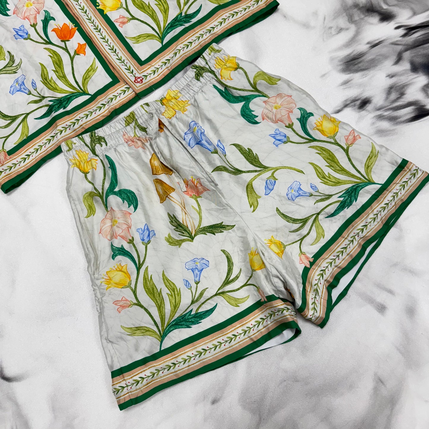 Casablanca L'Arche Fleurie Silk Shirt & Shorts