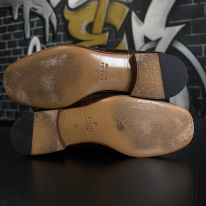 Gucci Horsebit Monogram Velvet Brown Loafers