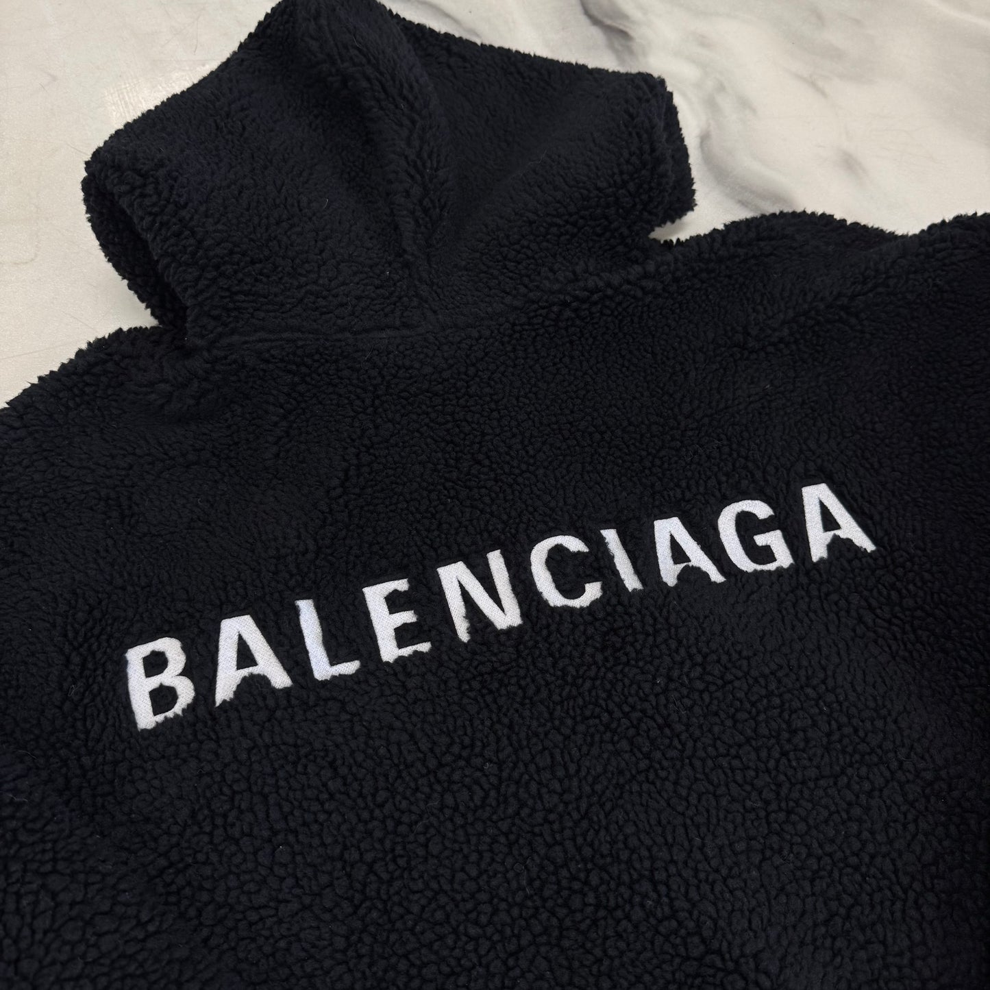 Balenciaga Fleece Zip Up Hoodie Black