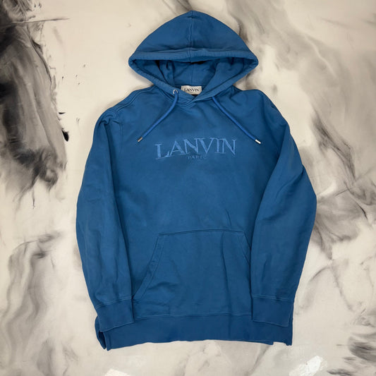 Lanvin Embroidered Hoodie Blue
