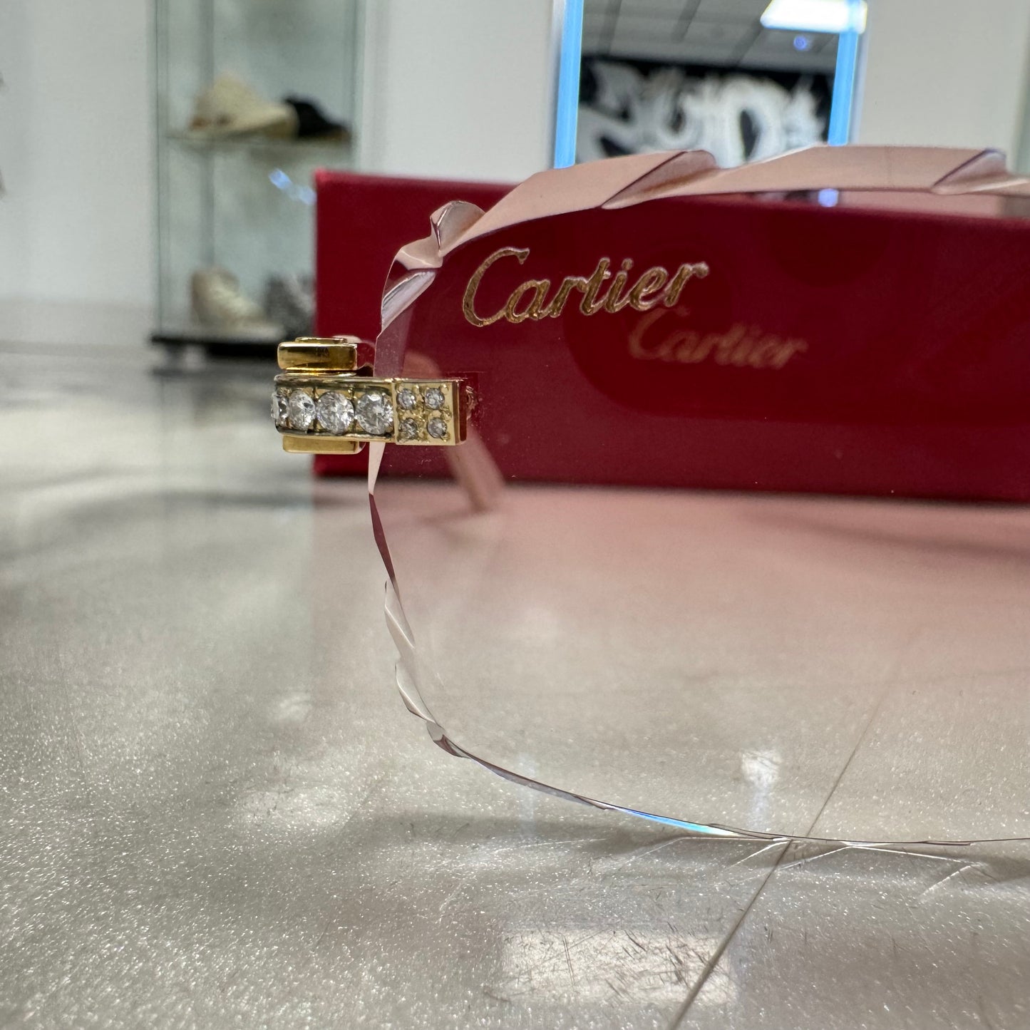 Cartier C Decor Pink Diamond Hardware Diamond Cut Glasses
