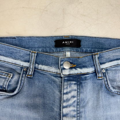 Amiri Jeans Teal Bandana Patches Light Blue