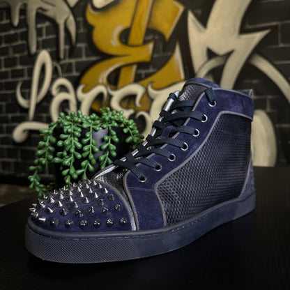 Louboutin Louis Orlato Flat Spikes Navy